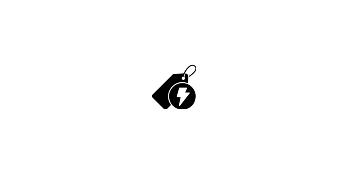 Price tag with lightning bolt icon
